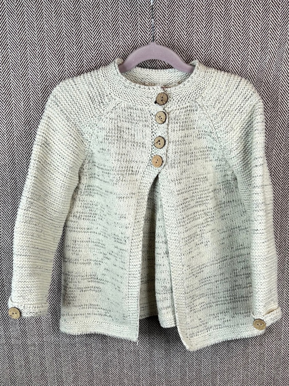Chunky Gray and White Knit Cardigan